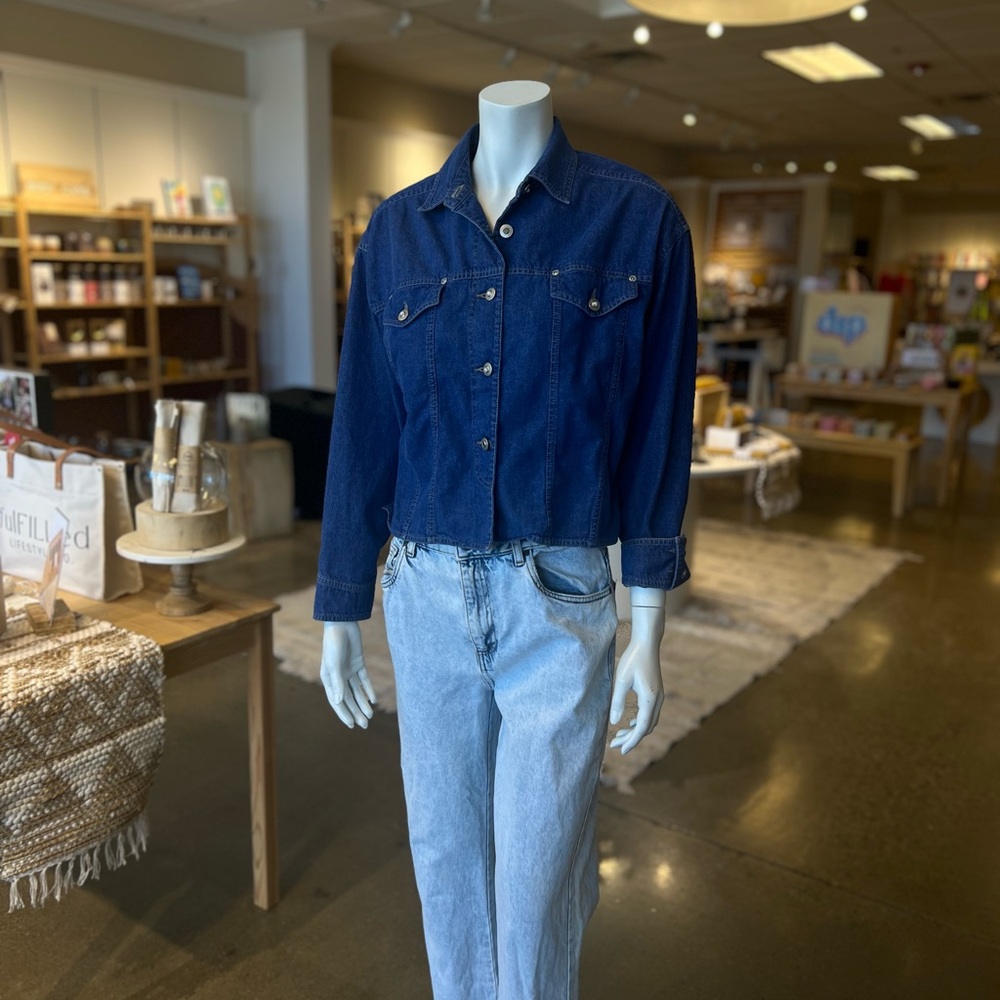 Vintage Dark Blue Denim Button Up